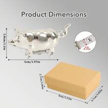 1pc Vintage Style Pig Mini Tape Measure, Retro Metal Pig Soft Tape Measure For Sewing And Crafts, Cute Pig Sewing Tape Measure Tool, Unique Gift For Quilters, Crafters And Collectors - Silver - View 5