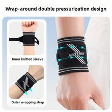 1pc Double Layer Compression Support Badminton Wristband, Breathable Sweat-Absorbing Tennis Wrist Compression Strap, Adjustable Fixed Protective Sleeve - Multicolor - View 4