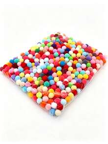 300pcs Super Bright Colorful Pom Poms, Handmade Pom Poms Suitable For Crafts, Hobbies, Halloween/Christmas DIY Decorations, School Art Projects And Activities - Multicolor - View 1