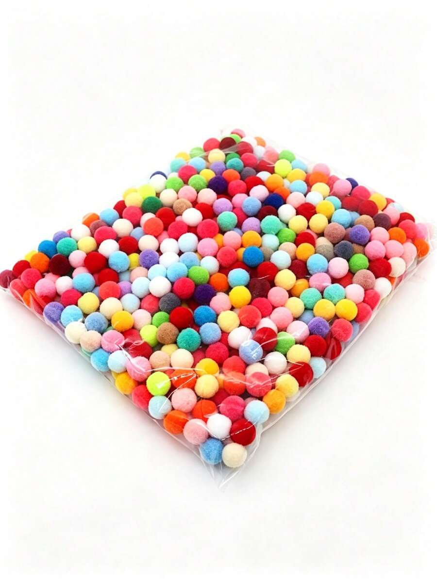 300pcs Super Bright Colorful Pom Poms, Handmade Pom Poms Suitable For Crafts, Hobbies, Halloween/Christmas DIY Decorations, School Art Projects And Activities - Multicolor - View 1