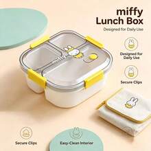 1個正版 Miffy 正方形 4夾式便當盒，1100ml 大容量，附 100ml 醬料盒，適合日常通勤與戶外出遊，送給家人朋友的絕佳禮物 - 彩色 - 查看 2