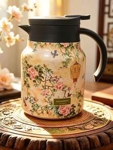1pc 1000ml Fashion Floral Pattern Stainless Steel Double-Wall Vacuum Insulated Coffee Pot/Teapot, Matcha, Matcha Tools, Infuser Teapot, Home Separable Tea Pot, Portable Coffee Pot, Suitable For Water, Iced Tea, Coffee, Milkshake, Etc., Suitable For Travel, Home, Office, Restaurant, Tea House, Camping, Party And Other Occasions, Father's Christmas Gift, Kitchen Accessories, Holiday Gift - Multicolor - View 13