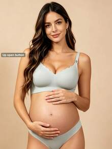 Hart & Haze 1件装孕妇哺乳文胸，透气产后哺乳文胸，舒适无缝无钢圈文胸 - 灰色 - 查看 1