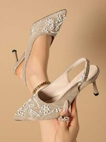 2026 Summer New Backless Sandals Fashion Commute Thin High Heel Pointed Toe Women's Shoes - Khaki - View 2