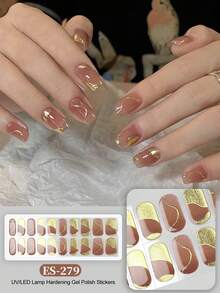Semi Cured Gel Nail Strips, 20Pcs Long Lasting Salon Quality Wraps, Easy Apply & Remove Gel Nail Stickers With UV Light - Multicolor - View 1