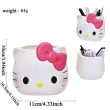 SANRIO 1pc Hello Kitty Pen Holder, Cute Cartoon KT Cat Design Plastic Desktop Storage Box, Cosmetic Organizer Display Box - Multicolor - View 8