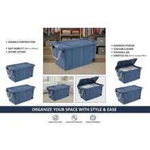 Heavy-Duty 40 Gallon Rolling Storage Bins, Blue Industrial Plastic With Pivot Handle, Leakproof Lid And Latches, 2-Pack - Blue - View 8