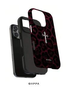 GIIPPA 1件銀紋搭配金屬加號設計手機殼，適用於Phone 17 Pro Max，相容於Phone 16 Pro Max、15 Pro Max、14 Pro Max，韓系高端時尚趣味手機殼，適合11/12/13/14/15/16 Pro Max Plus，男女皆宜的優雅設計，送給女友的聖誕節、情人節、復活節、婚禮季和生日完美禮物！ - 紅色 - 查看 2