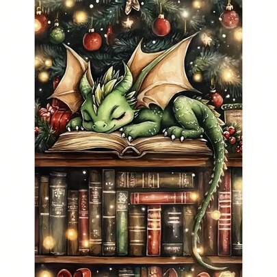 1PC DIY 5D Diamond Painting Kit Little Dragon Pattern - Round Full Diamond Art Mosaic Craft, Home Wall Decor, Frameless