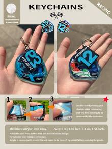 F1 Keychain Racing Keychain Racing Sports Keychain RUS ANT VER LEC NOR PIA SAI ALB 2D Flat Double-Sided Car Keychain Packaging Decoration Backpack And Interior Decor - Number + Helmet - View 4