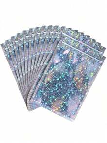 100pcs Holographic Self-Sealing Bags, Laser Holographic Reusable Sealable OPP Bags, Jewelry Retail Bags, Gift Packaging Bags, Christmas - J-Multicolor - View 2