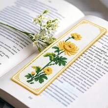 Butterfly And Floral Pattern Cross Stitch Kit/Plum Blossom, Orchid, Bamboo And Chrysanthemum Bookmarks, Suitable For Adults. New Healing DIY Stress Relief Creative Gift, For Room Decoration/Hanging Decor. Unframed. - Multiple Styles - View 2