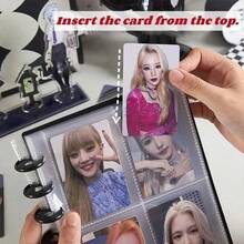 Álbum de Armazenamento de Cartão de Foto com 7 Anéis, Páginas Internas Transparentes, Livro de Armazenamento de Fotos, Adequado para Fotos Instantâneas de 3 Polegadas e Cartões Colecionáveis, Papelaria de Coleção Portátil - A - Visão 10