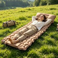 1pc Portable Outdoor Inflatable Mattress PVC Material Single Person Press-To-Inflate Sleeping Pad Suitable For Camping Travel Outdoor Indoor Foldable Inflatable Mattress Sleeping Pad - Single Sleeping Mat - View 4