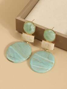 Minimalist Luxury Elegant Geometric Patchwork Romantic Hong Kong Style Earrings - Multicolor - View 2