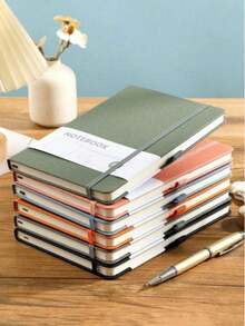 1 Set Multi-Color Soft-Touch PU Faux Leather Hardcover Wide-Ruled Notebook, With Elastic Band And Bookmark Ribbon, Thick 100g Beige Lined Writing Pages; Thick Waterproof Dustproof Matte PU Hard Cover Anti-Crack And Anti-Deformation, Beige Inner Paper Non-Bleed, 320 Pages Large Capacity Sewn Binding Can Lay Flat; Halloween Gift, Thanksgiving Employee Benefit, Easter Gift Box Accessory - 1 Set - View 2