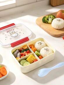1pc Authentic Miffy 3-Compartment Lunch Box, 890ml Large Capacity, Perfect For Daily Commute And Outdoor Outings, Great Gift For Family And Friends - Multicolor - View 5