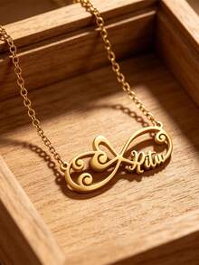 Kalung Nama Elemen Gelombang Berbentuk Hati Kustom, Kalung Liontin Bentuk Tak Terhingga yang Dipersonalisasi, Cocok untuk Pemakaian Sehari-hari, Liburan, Pesta, Pilihan Hadiah Liburan yang Sempurna - MultiWarna - View 5