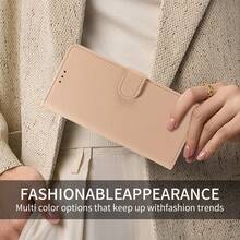 1pc Flip Wallet Phone Case With Multi-Card Slots, Artificial Leather Lychee Texture Protective Cover Compatible With Apple 17 Pro Max, A56, Note 15 (Global Version, Non-Local Model) - Khaki - View 5