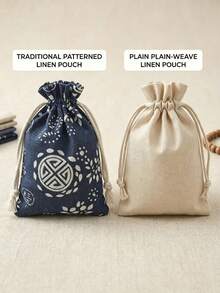 Linen Drawstring Storage Bag For Her/Him, Small Fabric Sachet Bag, Colorful Geometric Traditional Print, Soft Rope Closure, Durable Foldable Gift Bag, Suitable For Home, Office, Wedding, Party, Jewelry, Handmade, Market Stall And Travel Storage - Regular Model - View 4