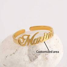 Anillo abierto ajustable de moda con nombre personalizado - Multicolor - Ver 6