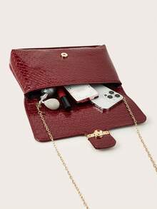 Large Capacity Lacquer PU Material Embossed Women's Clutch Bag, Suitable For Attending Balls, Retro Style, Elegant Lady's Handbag, Suitable For Party - Burgundy - View 7