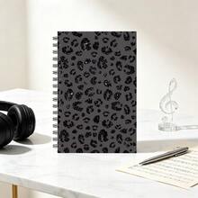 1pc Flat Spiral Notebooks Back-To-School Gift A5 Spiral Bound Lined Notebook Black Leopard Print Texture Cover Travel Journal Classroom Notes Hand-Lettering Notebook Suitable For Back-To-School Season, Student Notebooks, Student Essentials - Rectangle - View 7