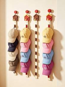 1pc Foldable Hat Storage Rack, Hanging Door Organizer, Wall-Mounted Hat Clips For Kids Room, Suitable For Entryway - Multicolor - View 1
