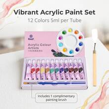 12/24 Colors 5ml Acrylic Paint + Palette Knife + Mixing Palette, Suitable For Painting Learning, Glass Painting Creation And Office Supplies Design - Acrylic Paint - View 12