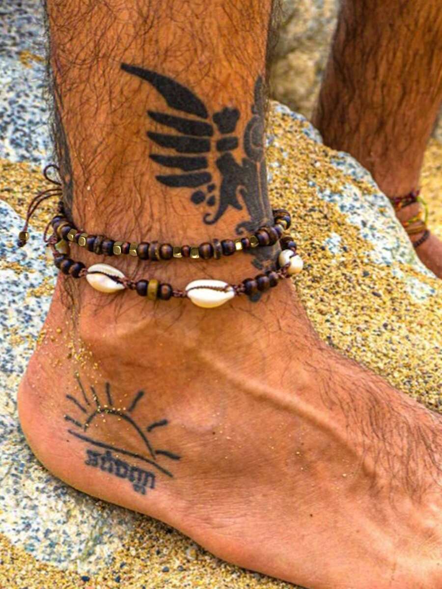 Adjustable Bohemian Style Woven Anklet, Suitable For Men Beach Holiday - Multicolor - View 1