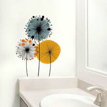 1PC Minimalist Color Block Dandelion Self-Adhesive Wall Sticker, Living Room Bedroom Wall Decor Sticker - Multicolor - View 1