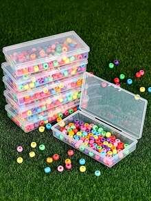 5pcs Transparent Plastic Storage Boxes With Hinged Lids, Clear Storage Boxes For DIY Crafts, Jewelry, Small Items, Secure Snap Closure, Stackable Design For Convenient Storage, Jewelry Storage Box, Transparent Pink Nail Art Tool Storage Box - Clear - View 4