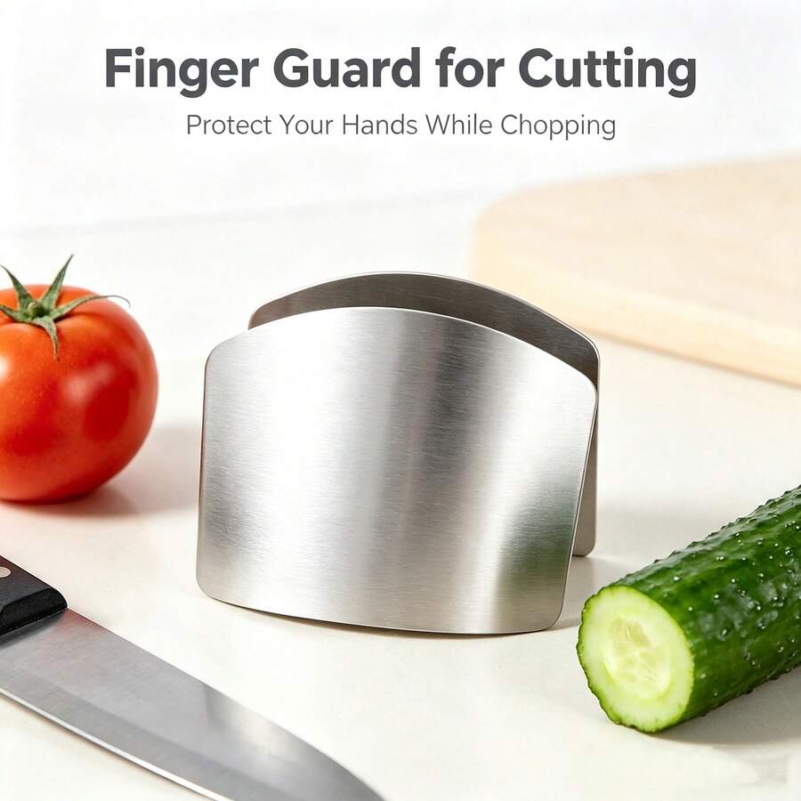 1pc/2pcs Stainless Steel Finger Guard, Reusable Finger Protector For Slicing, Metal Finger Guard, Cutting Protection Device, Cutting Tool, Kitchen Accessories, Kitchen Tools - View 1