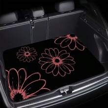 1pc Car Trunk Mat - Fashionable Crystal Velvet Design, Pink Sunflower Pattern, Suitable For SUV And Sedan, Keep Your Vehicle Clean And Tidy, Car Interior Accessories |Minimalist Design|Exquisite Appearance - Sunflower - View 2