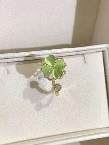 1件裝奢華時尚金銀色鋯石水鑽旋轉紓壓戒指，女款可調節開口蝴蝶戒指，婚禮珠寶，緩解壓力，日常配戴 - 多色 - 查看 52