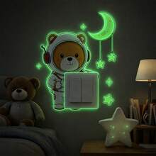 Glow In The Dark Astronaut Space Wall Stickers, Removable Waterproof Vinyl Light Switch Decals, Peel And Stick Decor For Boys Bedroom Playroom Classroom - Astronaut Glow-in-the-dark Stickers - View 2