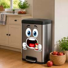Funny Cartoon Big Mouth Face Trash Can Sticker, Waterproof Removable Vinyl Trash Can Decal, 2D Flat Pattern Outdoor Yard Porch Trash Can Decoration, DIY Peel And Stick Creative Home Garden Cabinet Decor - Face Trash Can Stickers - View 3