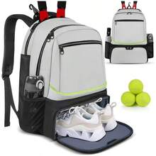 1pc Large Capacity Tennis Backpack With Separate Shoe Compartment, Waterproof Sports Racket Bag For Pickleball, Badminton, Gym, Fitness & Travel - Multicolor - View 10