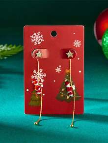 1 Pair Creative Climbing Santa Claus Earrings - Multicolor - View 2