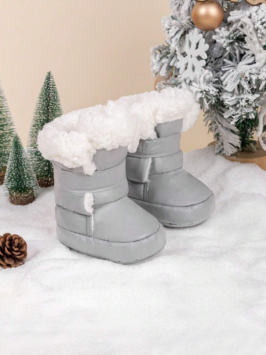Infant Puffy Winter Snow Boots Daily Soft Fuzzy Fleece Lined Warm Ankle Booties Festival Shoes For Newborn Boys & Girls