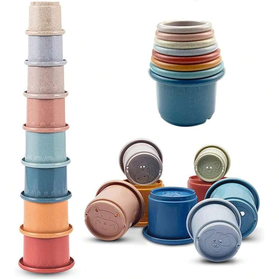 Baby Stacking Cups Toy, Suitable For 6-12 Months Infants, Montessori Toddler Toy, Gift/Christmas Gift - Multicolor - View 1