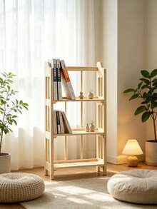3-Tier Solid Wood Bookshelf, Stable Space-Saving Freestanding Storage Rack, For Home Office Study Bedroom Book & Sundry Storage, Suitable For Students And Office Workers - Multicolor - View 6