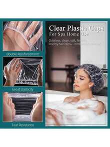 100pcs Disposable Shower Caps, Waterproof Elastic Shower Caps, Thickened Extra Large Elastic Shower Caps, Suitable For Bathing, Hair Care, Convenient To Carry, Suitable For Hair Dyeing And Beauty Salon - Multiple Styles - View 9