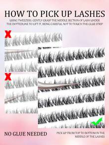 100 Clusters Self-Adhesive False Eyelashes, C-Curl Pre-Glued Lash Clusters, Natural Eyelashes, Easy To Use, Natural Appearance, Suitable For Beginners, Suitable For All Occasions, False Eyelashes, Halloween - C - View 5