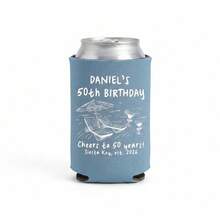 1pc Personalized Birthday Can Cooler, Custom Text Can Sleeve, Beach Party Drink Holder, Milestone Birthday Favor. - Multicolor - View 11