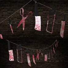 Halloween Horror Haunted House Prank Decor , Cleaver And Paper Bunting - Multicolor - View 4