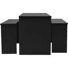Set de 3 Mesas de Centro en Melamina Texturizada - Prácticas y Combinables - Negro - Ver 1