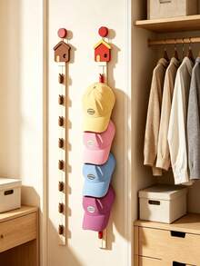1pc Foldable Hat Storage Rack, Hanging Door Organizer, Wall-Mounted Hat Clips For Kids Room, Suitable For Entryway - Multicolor - View 3