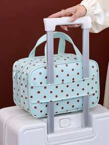 Large Capacity Polka Dot 3-Layer Makeup Bag, Travel Portable Partitioned Storage Toiletry Bag, Back To School Organizer, Holiday Gift For Friends - Multicolor - View 7