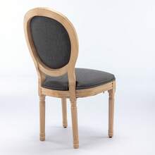 French Style Solid Wood Frame Antique Painting Linen Fabric Back Dining Chair, Set Of 2,Dark Gray,DE1845DG - 灰色 - 查看 5